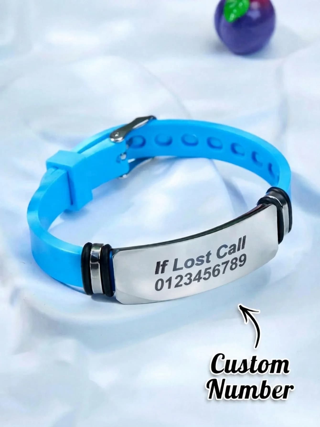 1pc Custom Text Phone Number Bracelet Kids Anti Lost ID Silicone Stainless Steel Adjustable SOS Children Gift Back To School