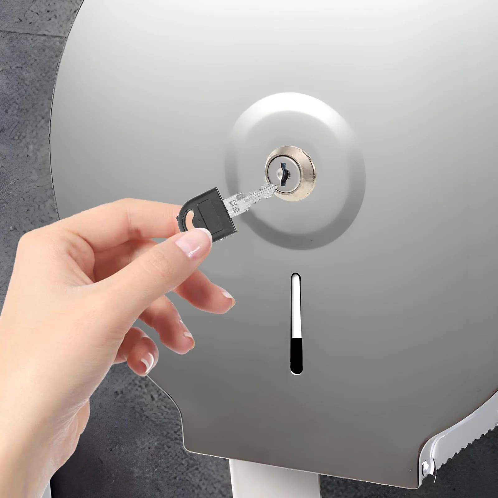Chiave dispenser di carta in acciaio inossidabile con finitura elegante, design ergonomico per lo strumento porta asciugamani di carta igienica commerciale