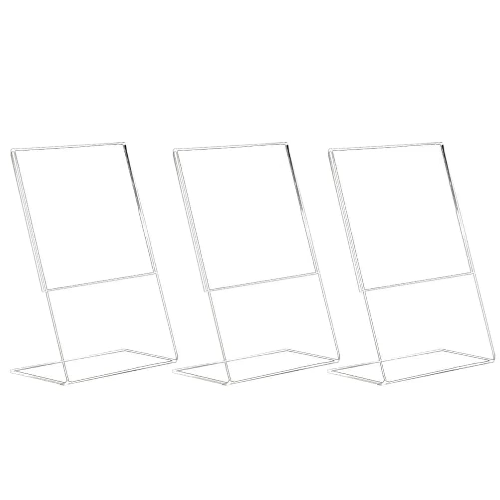 Espositore in acrilico trasparente a 3 pezzi, porta-insegne robusto a forma di L, supporto da tavolo per menu, foto, volantini, etichette per sale riunioni aziendali