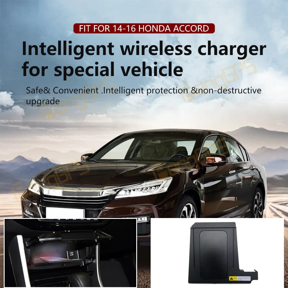 Dedicated car wireless charger 15W Central console Quick charging panel for phone for Honda Accord 2014-2016 Interior accessories
