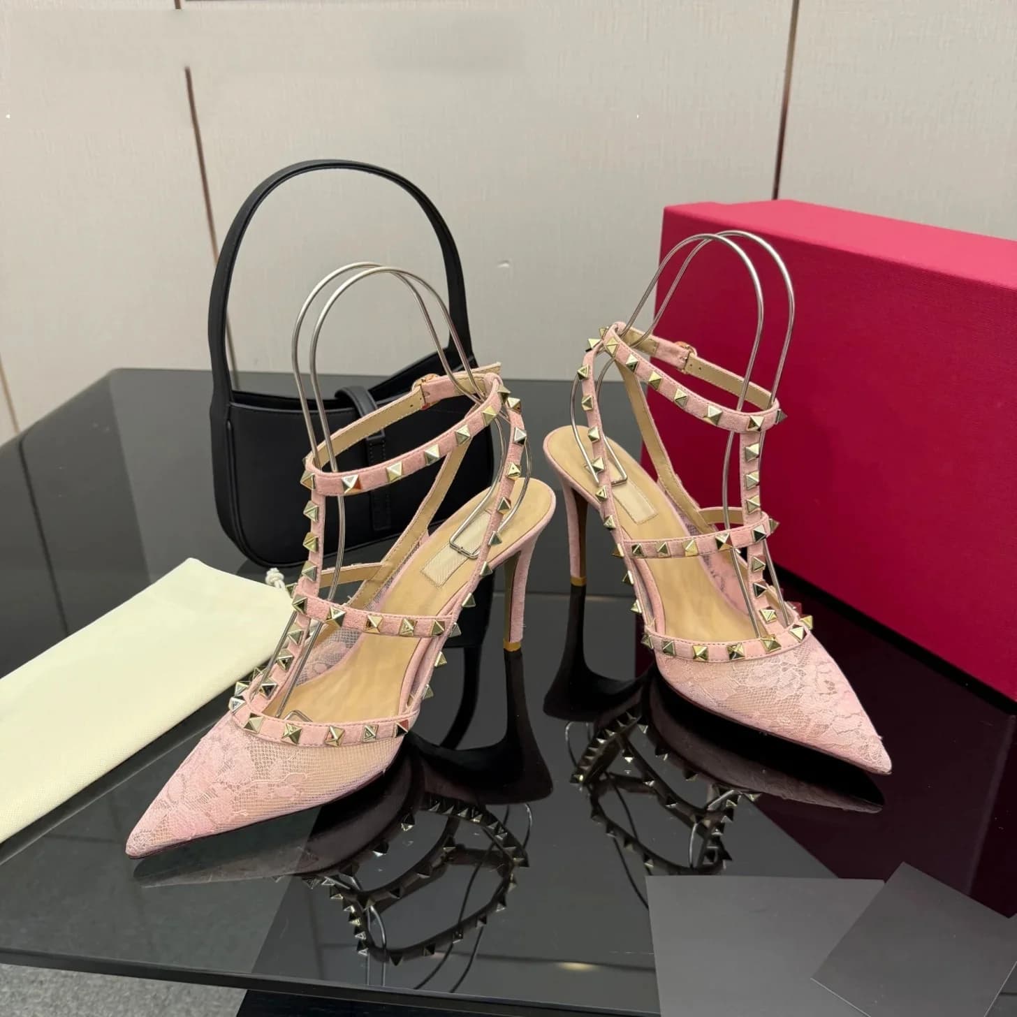 Newest Spring Summer Women's High Heel Shoes Lace Design Pointed-Toe Stiletto Heel Sandals Chic Style Banquet Zapatos De Mujer