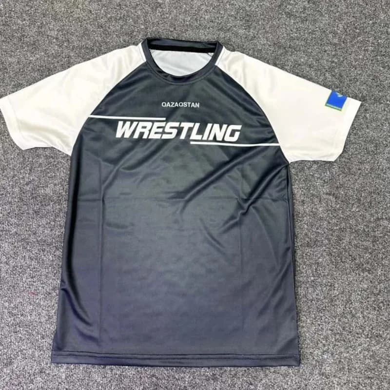 New 2026 Kazakhstan Wrestling-Themed Sports T-Shirt, High Elasticity and Breathable, Short-Sleeve Top for Wrestling Enthusiasts