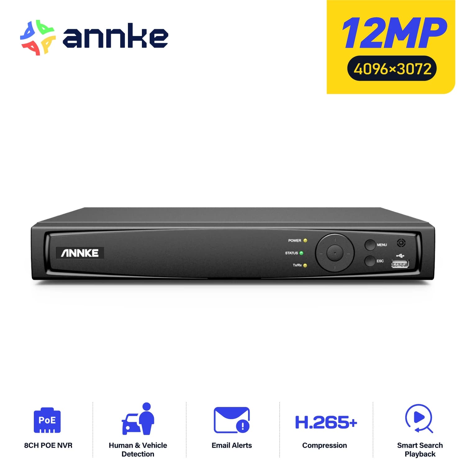 ANNKE 8CH 16CH 12MP POE Video Recorder H.265+ NVR Video Surveillance Security For 2MP 4MP 5MP 6MP 8MP/4K 12MP IP POE Camera