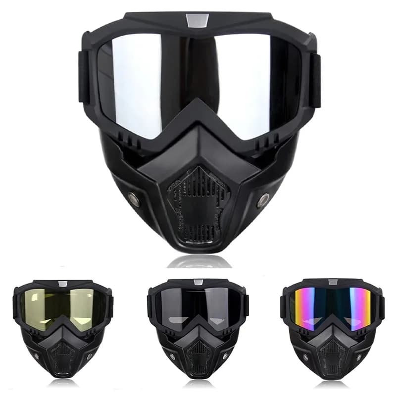 Outdoor Wind Block Full Face Protector, Anti-Glare Ski Goggle Lenses, Dirt MX Bike Face Guard, MTB Off-Road Sport Mask