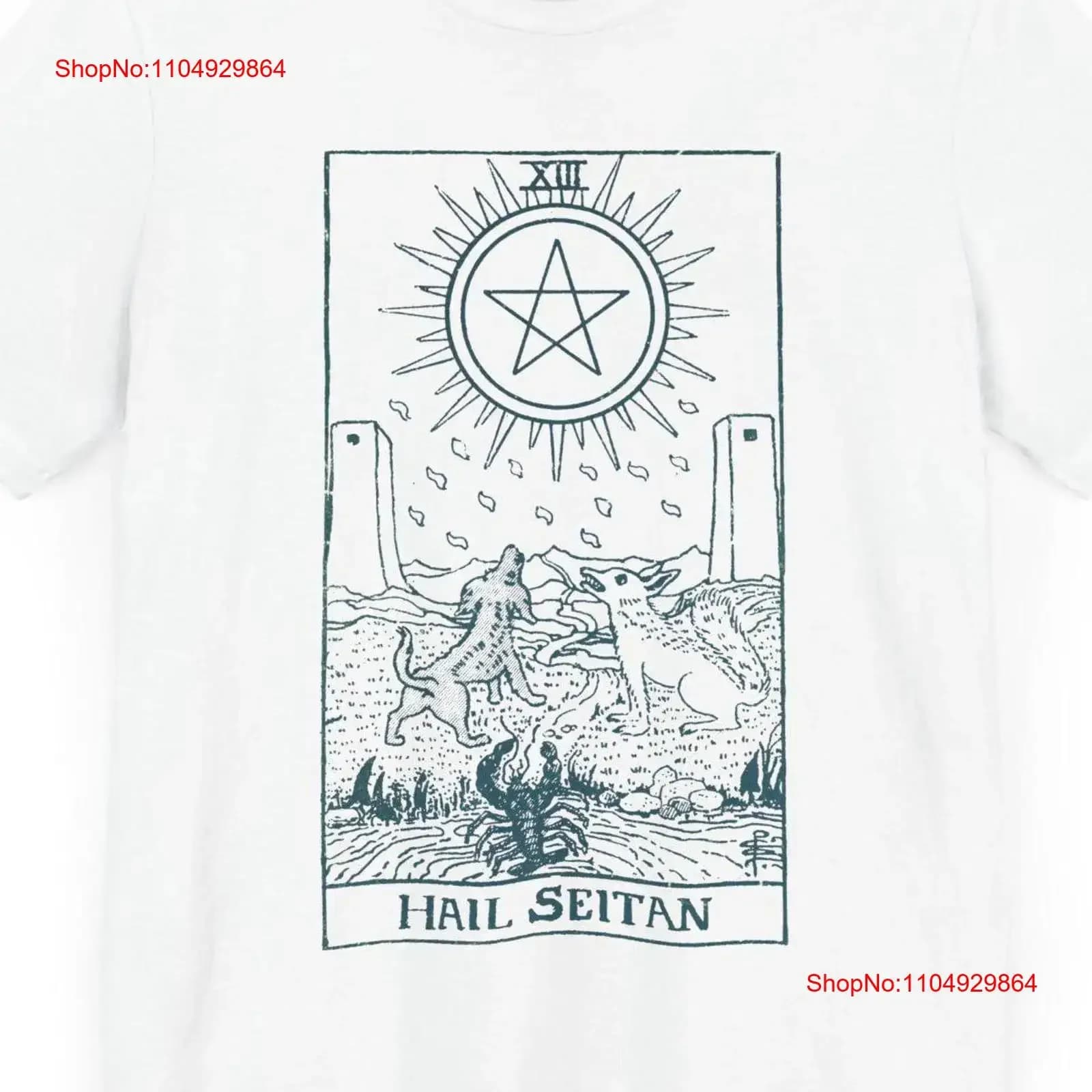 Hail seitan Rider Waite the moon card tarot animal rights liberation ALF occult witchy counter culture T Shirt for vegans
