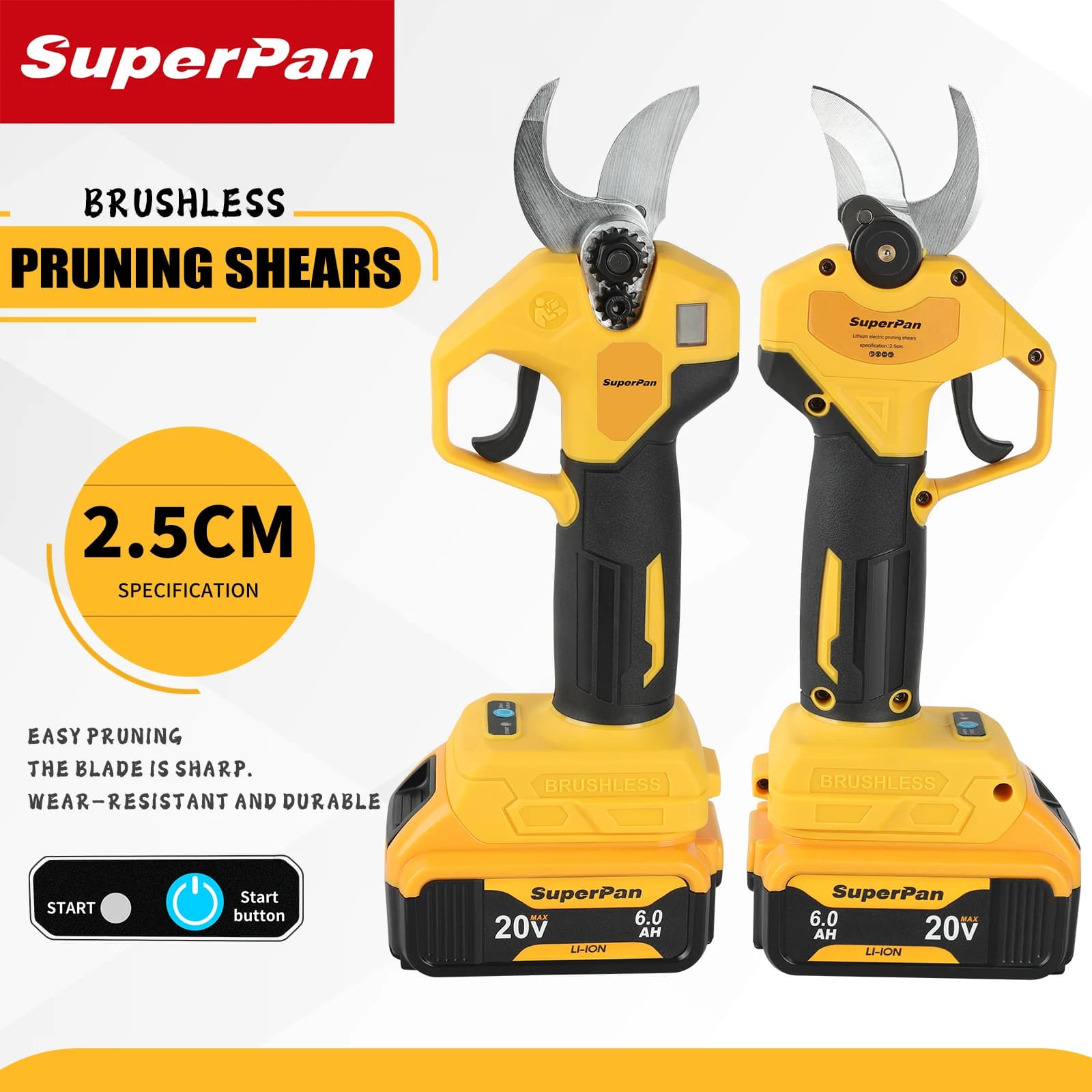 SuperPan 20V Rechargeable Power Scissors Without Brushes (Taglio 2,5cm)