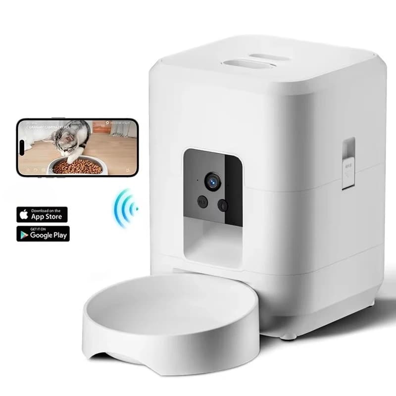 Mangiatoia per animali domestici intelligente da 2 litri con video alimentatore automatico Dispenser di cibo per cani secchi Quantizzazione temporizzata Controllo WIFI Mangiatoia per gatti Ciotola per cani da compagnia