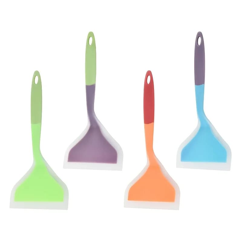 1-piece Silicone Cooking Spatula in Random Color, Semi-transparent Flip Spatula for Frying Pans, Wide-mouth Kitchen Skimmer Spatula for Household Cooking & Cabinet Storage