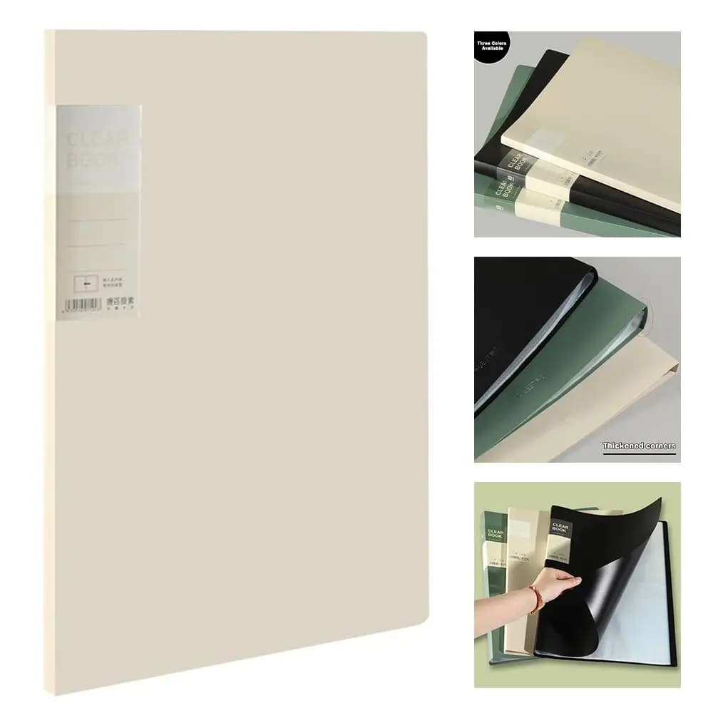 A3 Clear Book Multicolor Transparent Inner Page Document Storage File Bag 20/40/60 Pages Big Size Folder Large Folder Stationer