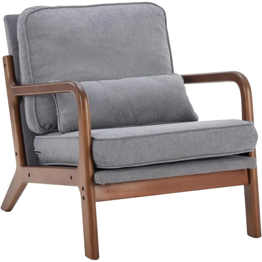 Poltrona Accent, Sedia da Soggiorno con Braccioli e Cuscino Lombare, Poltrona da Lettura per Adulti, Sedia Lounge o per Camera da Letto, Struttura in Legno Massello