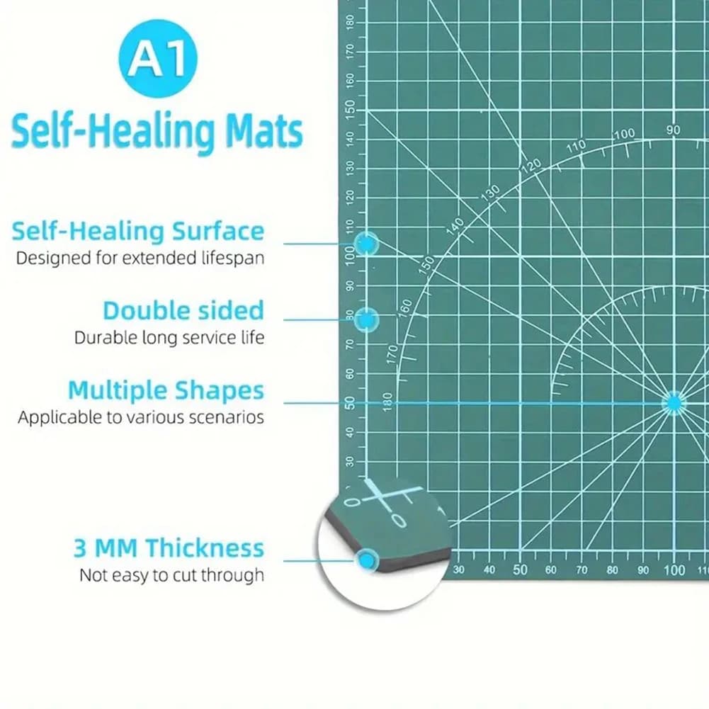 Self Healing Cutting Mat Gridded Cutting Board Double-Sided PVC Cutter Plate Rotary Cutting Board for Scrapbooking DIY Projects