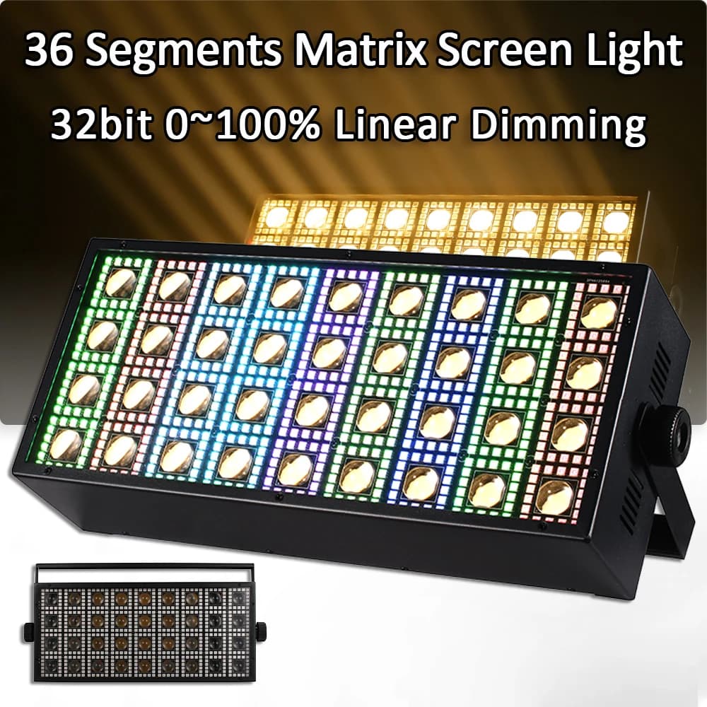 36 segmenti Matrix Screen Light Suono/velocità regolabile LED Flash bianco Luce Disco Party Home Music Show Proiettore da palcoscenico