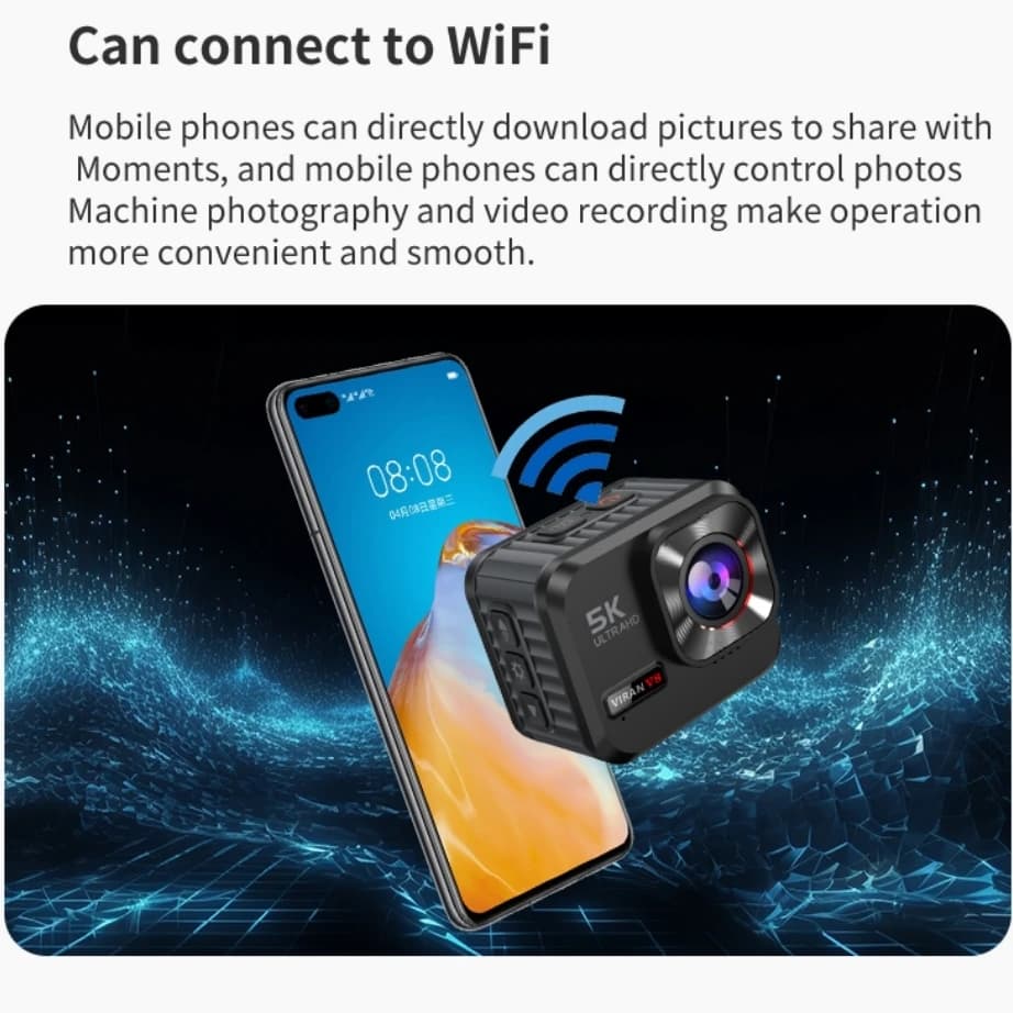 5K 4K60FPS Action Camera IPS Touch LCD EIS DVR 30M Waterproof 5X Zoom Sport Camera With Wireless