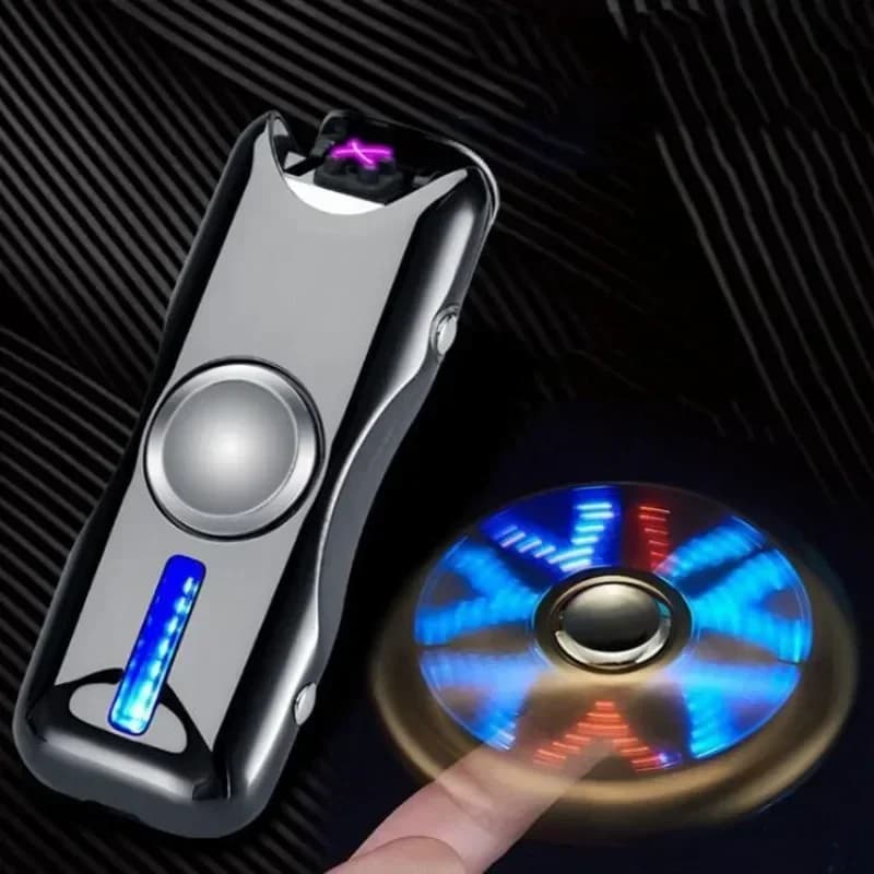 Nuovo insolito Fidget Spinner elettrico doppio arco accendino in metallo LED luce al plasma impulso accenditore senza fiamma ricarica USB regalo creativo