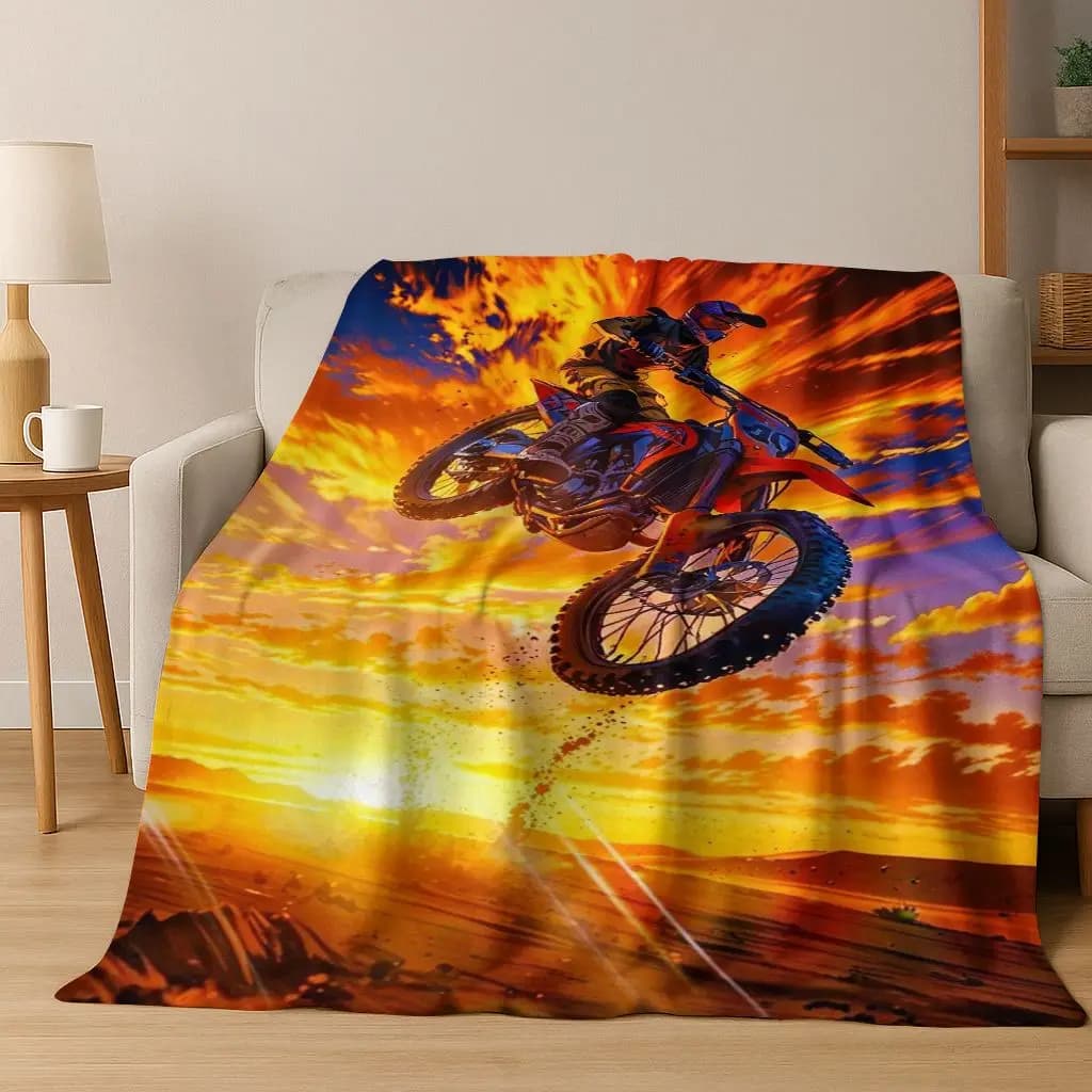 Coperta in flanella artistica personalizzata per motociclista, coperta morbida e accogliente per regalo di copertura da picnic per divano letto camera da letto di casa