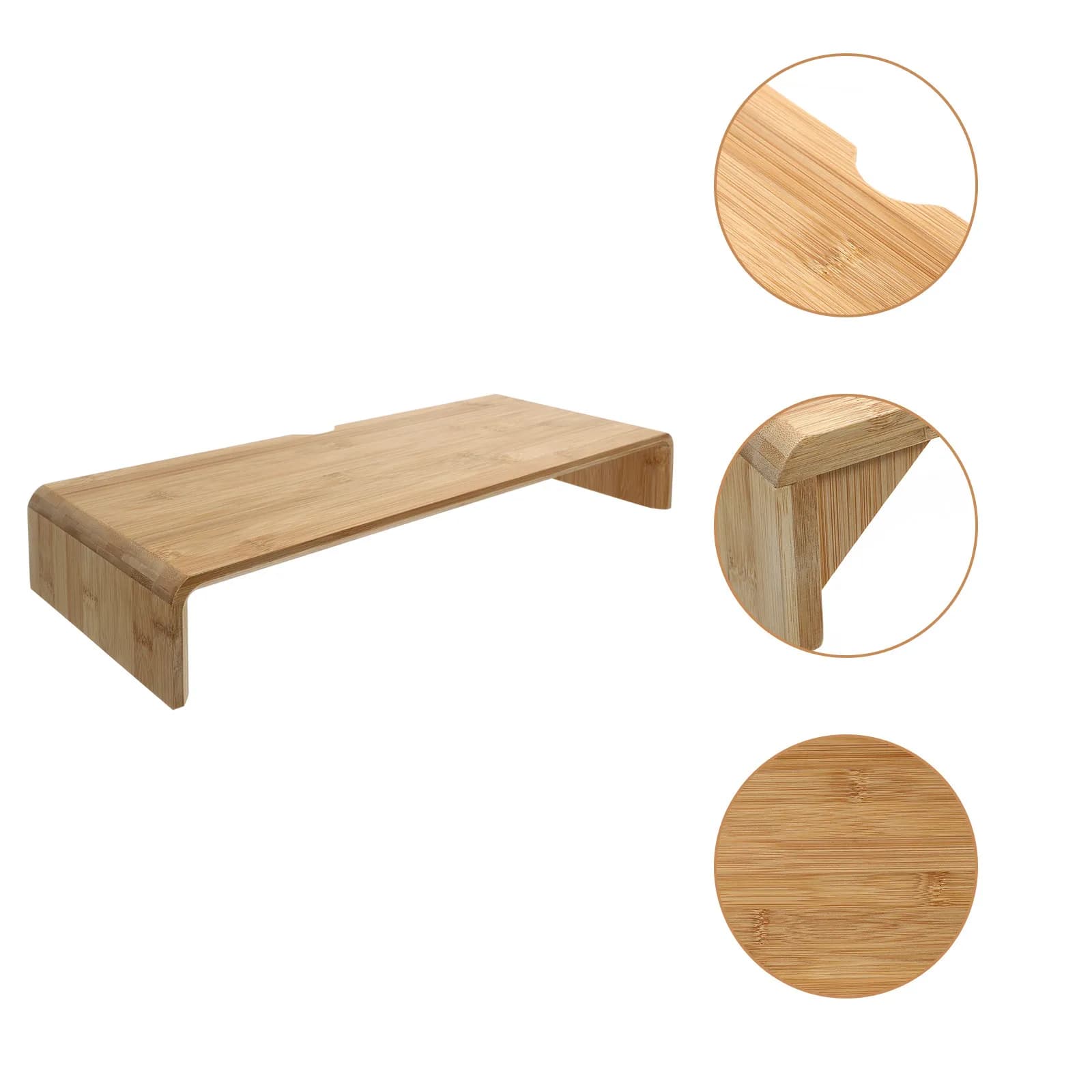 Premium Bamboo Desktop Monitor Stand Computer Screen Riser for Ergonomic Posture Support Home Office School Desk Organizer