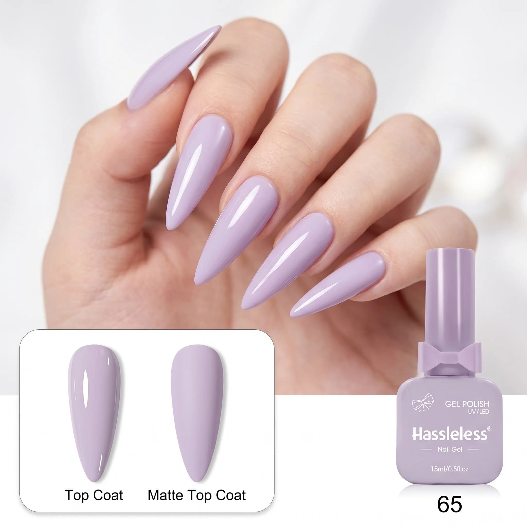 Smalto gel monocolore Hassleless, 15 ml per flacone, richiede illuminazione LED per un utilizzo ottimale. Smalto gel altamente pigmentato