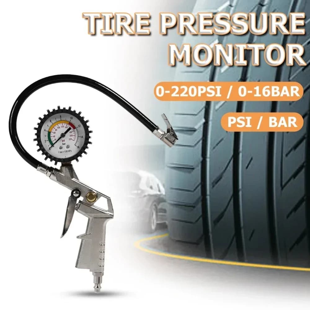 Pistola professionale per pressione pneumatici - Pompa di gonfiaggio per compressore d'aria per moto SUV per auto Utilizzare un manometro accurato dal design durevole