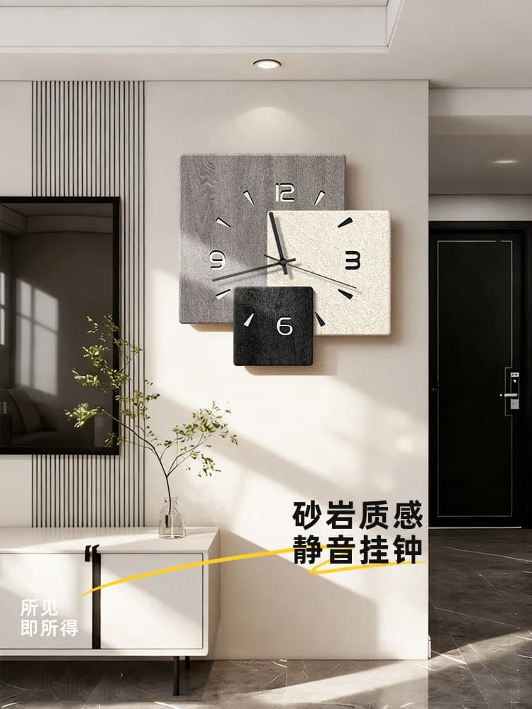 Orologio da parete moderno e semplice per soggiorno, orologio da parete per sala da pranzo di casa grigio in bianco e nero, camera da letto di fascia alta