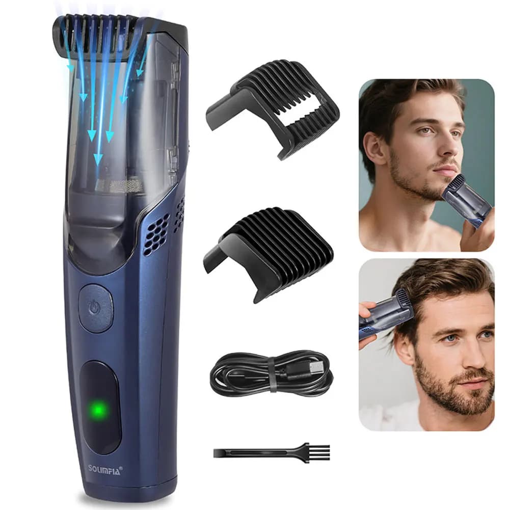 Hatteker Cordless Barba Trimmer Man Rechargeable Electric Shaver Built-in Vacuum Saver for Baffi Basette IPX6 Washable