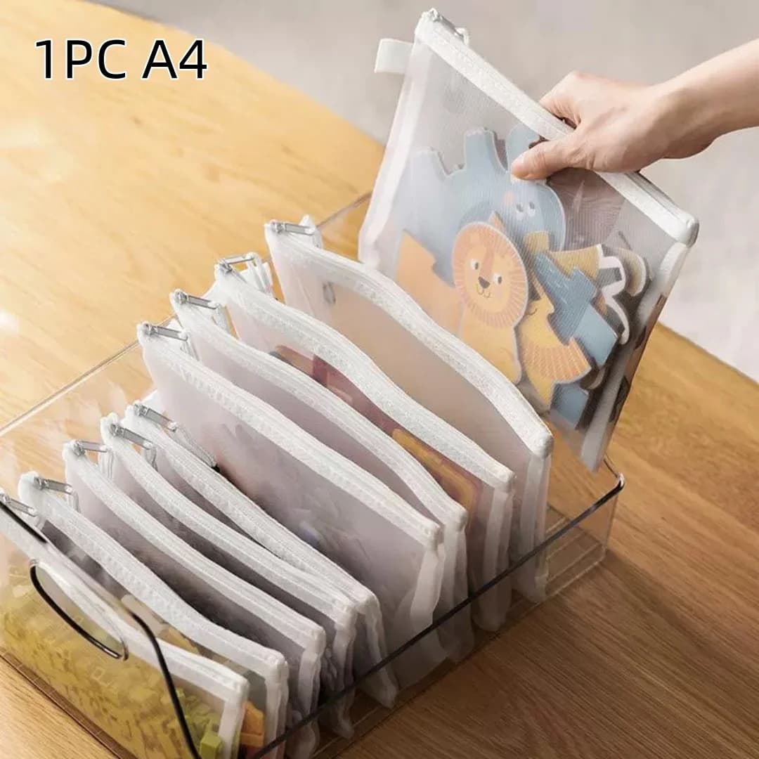 1pcs Mesh Zipper Pouch Toy Storage Document Folder Stationery Storage Bag Cosmetic Bag School Office Storage Bag