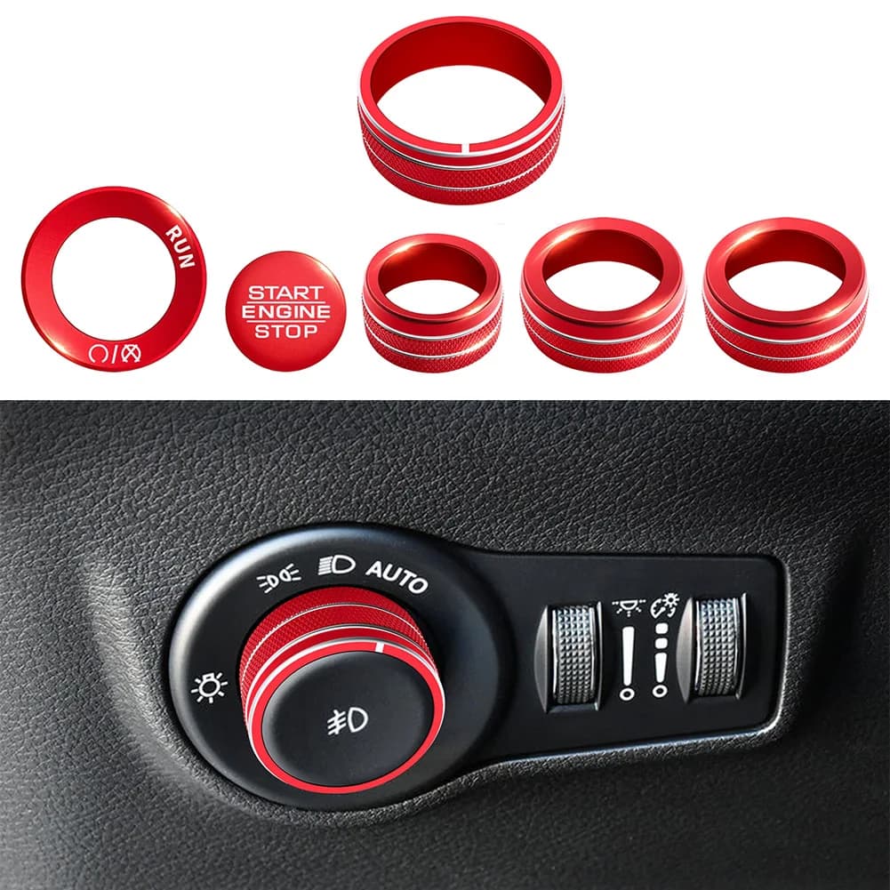 Kit di 6 Copri Manopole in Lega di Alluminio Compatibile con Jeep Compass 2022-2026, Copri Pulsanti per Porte, Aria Condizionata e Cambio