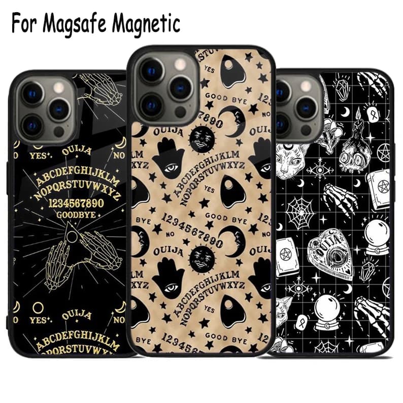 Cover per telefono con ricarica wireless Ouija Board in Space per iPhone 17 Air 15 16 16e 14 13 11 12 Pro Max Plus, Cover Magnetica Magsafe