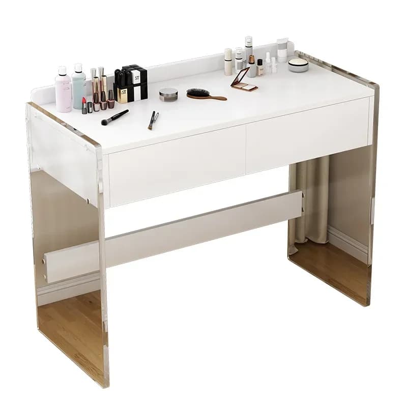 Acrylic Bedroom Furniture Modern Simple Ivory White Cabinet Table Chair Combination For Home Apartment Minimalist Dressing Table