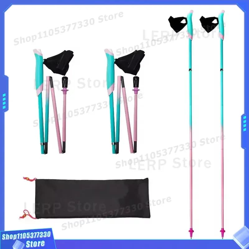 Lightweight Carbon Fiber Hiking Poles 4 Section Trekking Sticks with EVA Handle Plastic Lock for Outdoor Walking Climbing