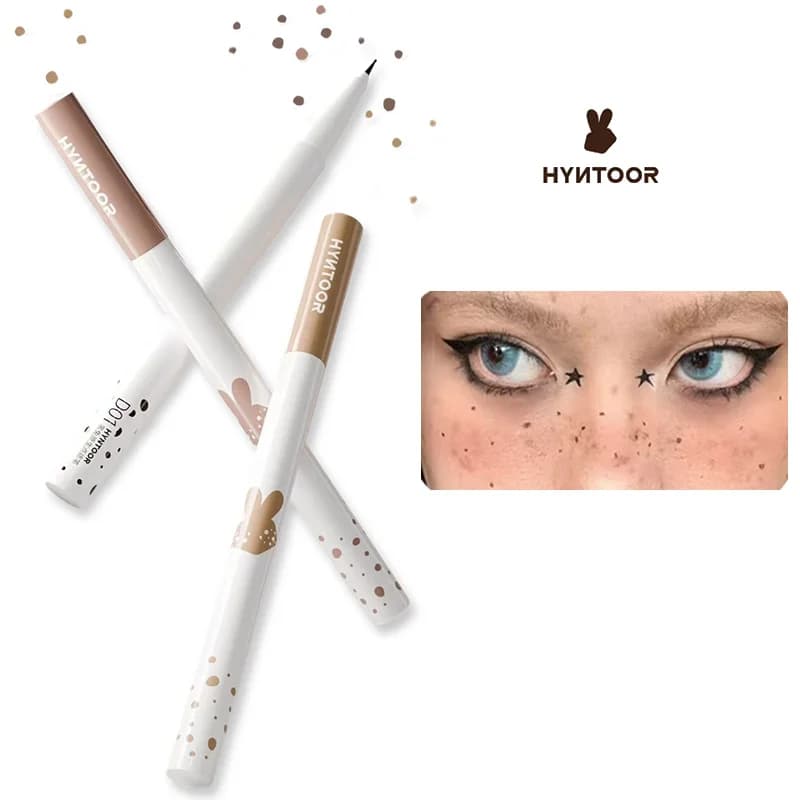 HYNTOOR Penna per lentiggini Liquido Impermeabile Marrone Nero Naturale Realistico Penna per macchie finte Abbellimento Trucco per il contorno del viso gotico