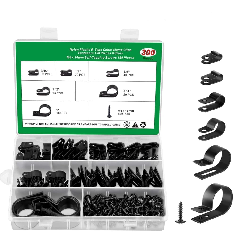 300 pz Nylon Linea di Gestione dei Cavi a Forma di C Clip per Cavi Morsetto Esk Ufficio Supporto per Filo Elettrico Filo di Fissaggio Morsetto Classificazione