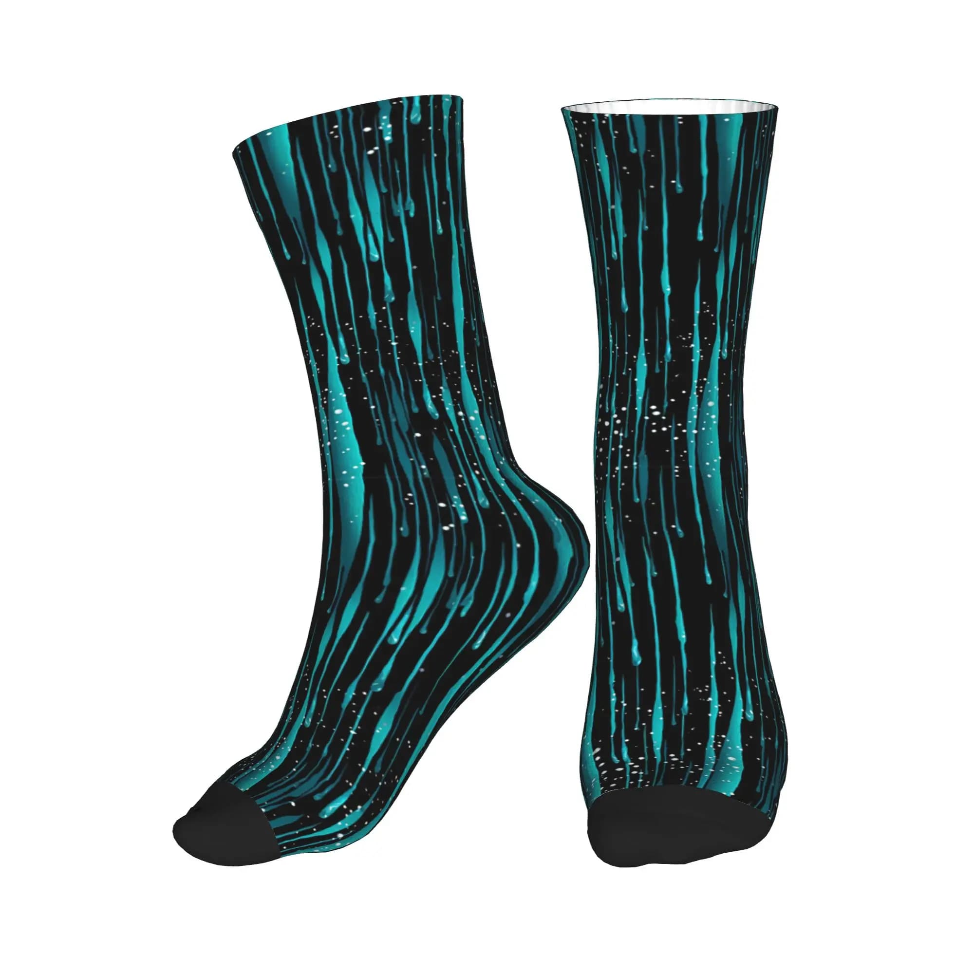 Calzini con motivo a gocce di turchese liquido per uomo e donna, calzini caldi alla moda e originali.