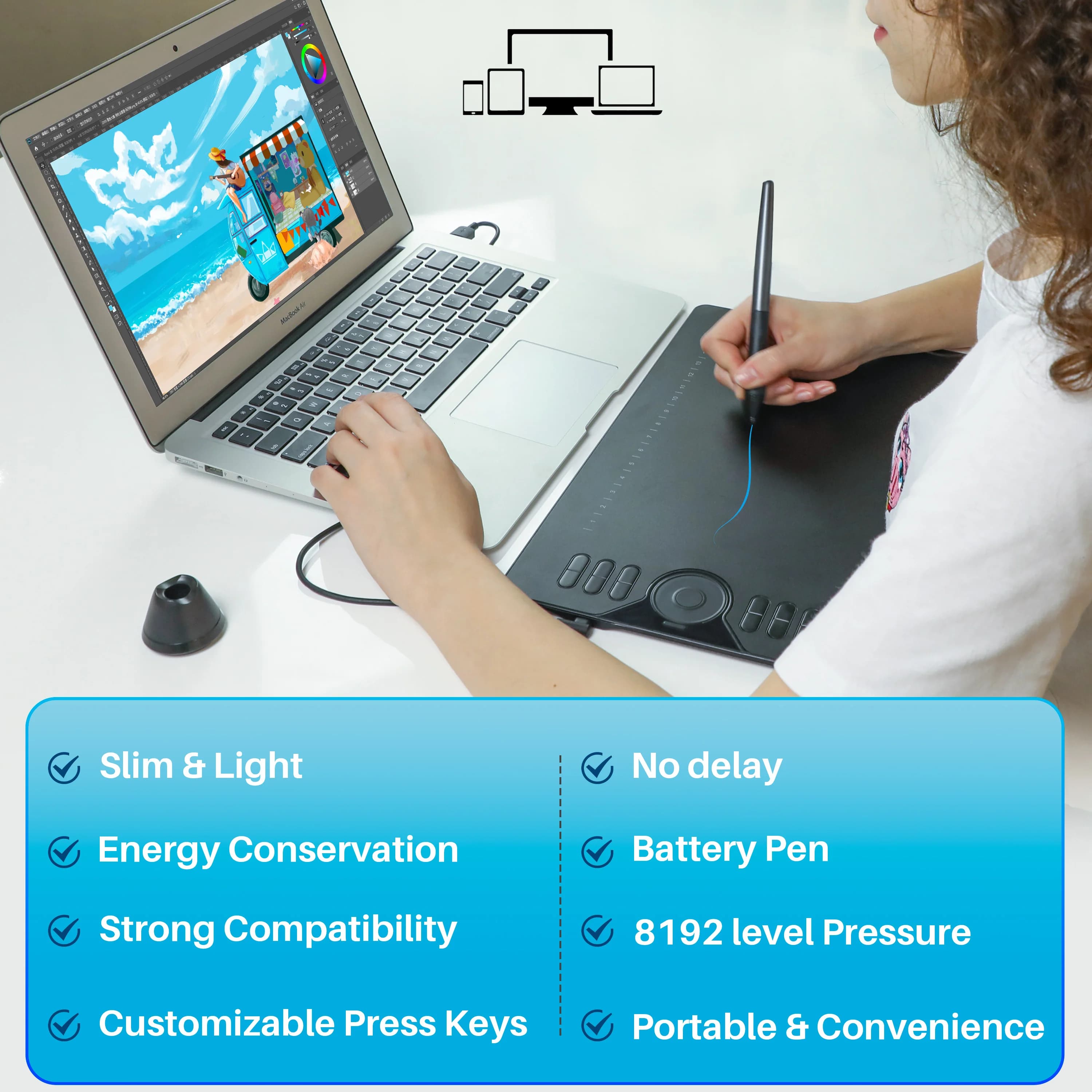 Classic HS610 Online Teaching Education Pen Drawing Graphic Tablet Pad Tablette Graphique with Express Keys