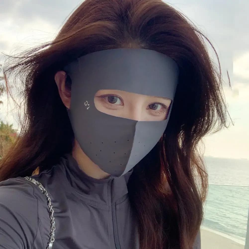 Full Face Sunscreen Mask For Women In Summer With UV Protection And Sunshade, Ice Silk Face Mask For Face And Face Protection