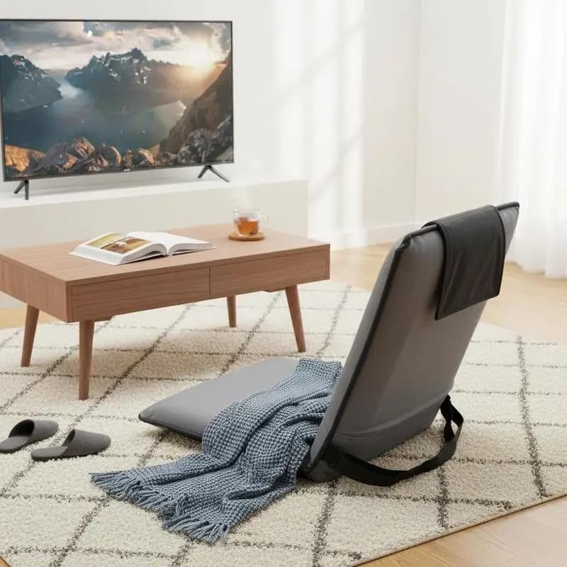 Floor Chair, 6-Position Adjustable Meditation Chair with Back Support, Folding Sofa Chair for Reading TV Watching and Gaming, Portable Floor Seat Lounge Sofa Chair for Kids Teens Adults, Gray