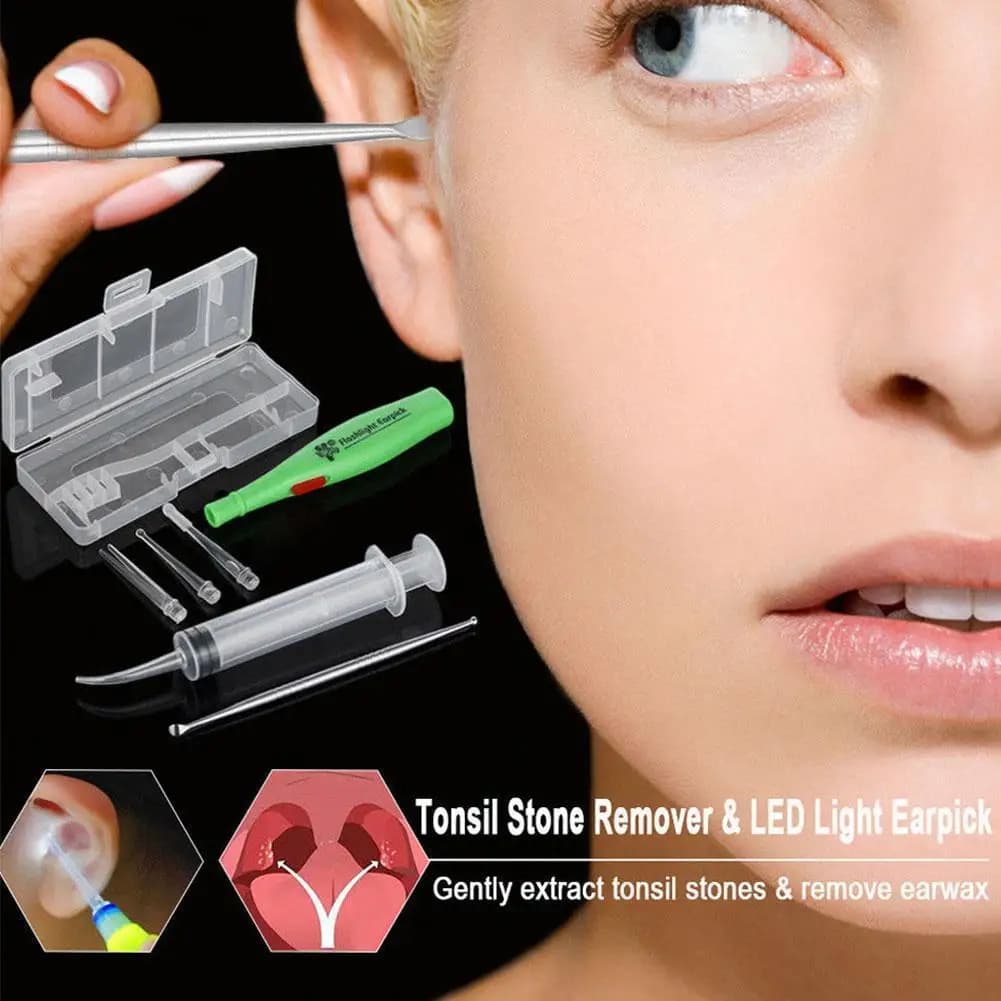 1Set LED Strumento di Rimozione Luce Orecchio Pick Acciaio Pulitore per Cerume Rimozione 3 Punte Irrigatore Pulito Cura Dell'orecchio Strumenti di Pulizia della Cera