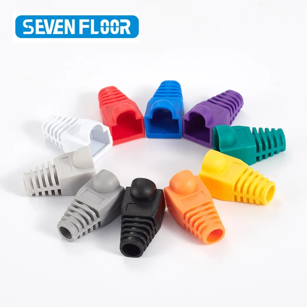 20/50pcs OD6.5 Cable Connector Plug Cover CAT5E CAT6 RJ45 Ethernet Network Cable 10 Colors Strain Relief Boots