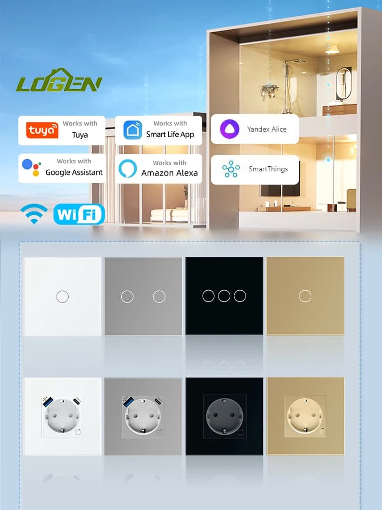 LOUYSGEN Tuya WiFi Touch Switch e presa intelligente Timer Programma Smart Plug Energ Need Cavo neutro Alexa Alice EU 1Way