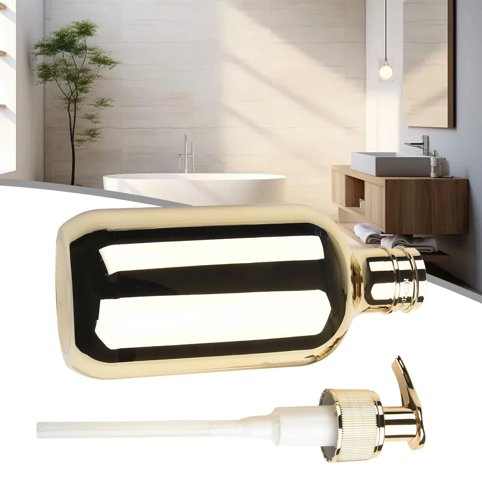 Bottiglia di sapone liquido argento per bagno Dispenser di sapone da 300 ml Dispenser di sapone per piatti Ricariche facili Design elegante Apertura rapida
