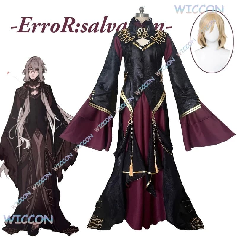Game -ErroR Salvation- Cosplay Ankou Costume Cosplay Full Dress with Earrings Wig Ankou Men Adults Halloween Carnival Role Game