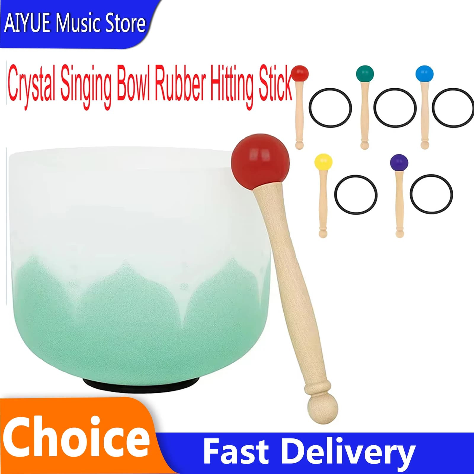 Crystal Singing Bowl Rubber Hitting Stick Sound Bowl Drumstick With Rubber Ring Professional Percussion Instrument Accessories