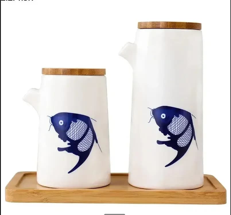 Barattolo di condimento in ceramica, saliera, pepiera, bottiglia di olio, set di contenitori da cucina, scatola di immagazzinaggio di spezie, barattolo con coperchio