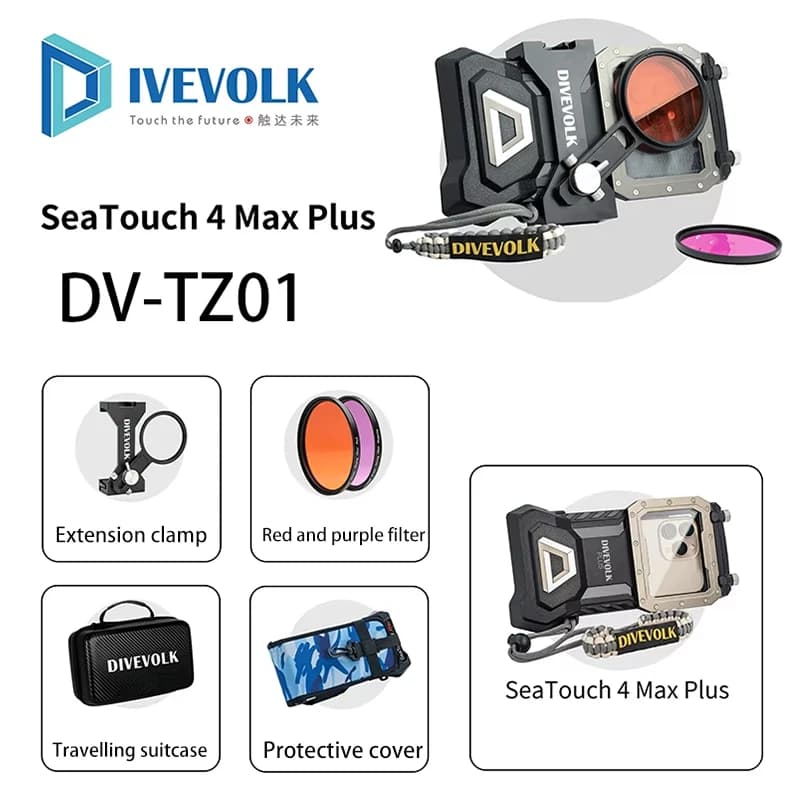 Divevolk SeaTouch 4 Max Plus kit di protezione per fotografia subacquea ad alta definizione, compatibile con iPhone 17 Pro Max / Xiaomi, ecc.