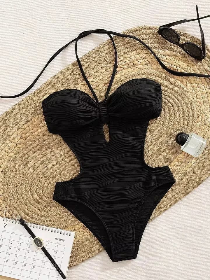 Vzvn Sexy Solid Lace Up Tight One Piece Swimsuit Women Beach Vacation Bikinis 2026 New All Season Backless One Piece Swimsuit