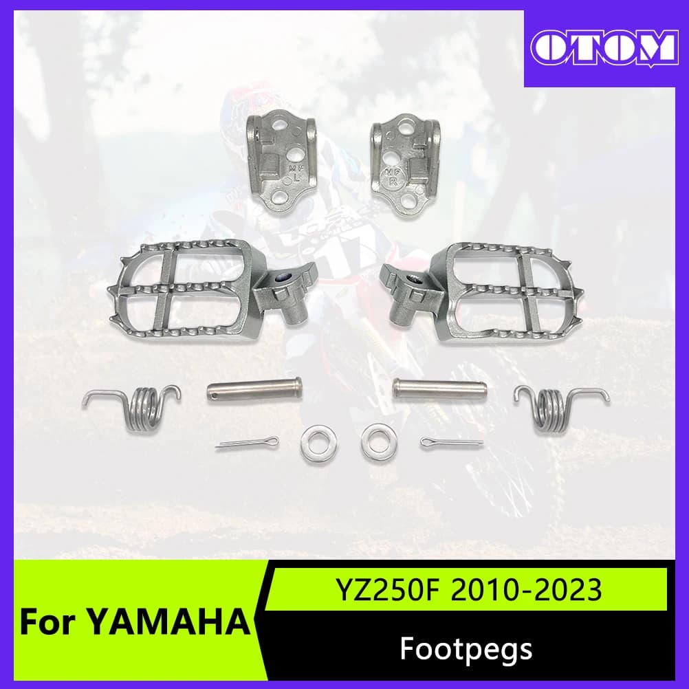 OTOM Moto Pedane Anteriori Kit Pedali In Acciaio Inox con Staffa Per YAMAHA YZ250F 2010-2023 YZ450F 2010-2022 Dirt Bike