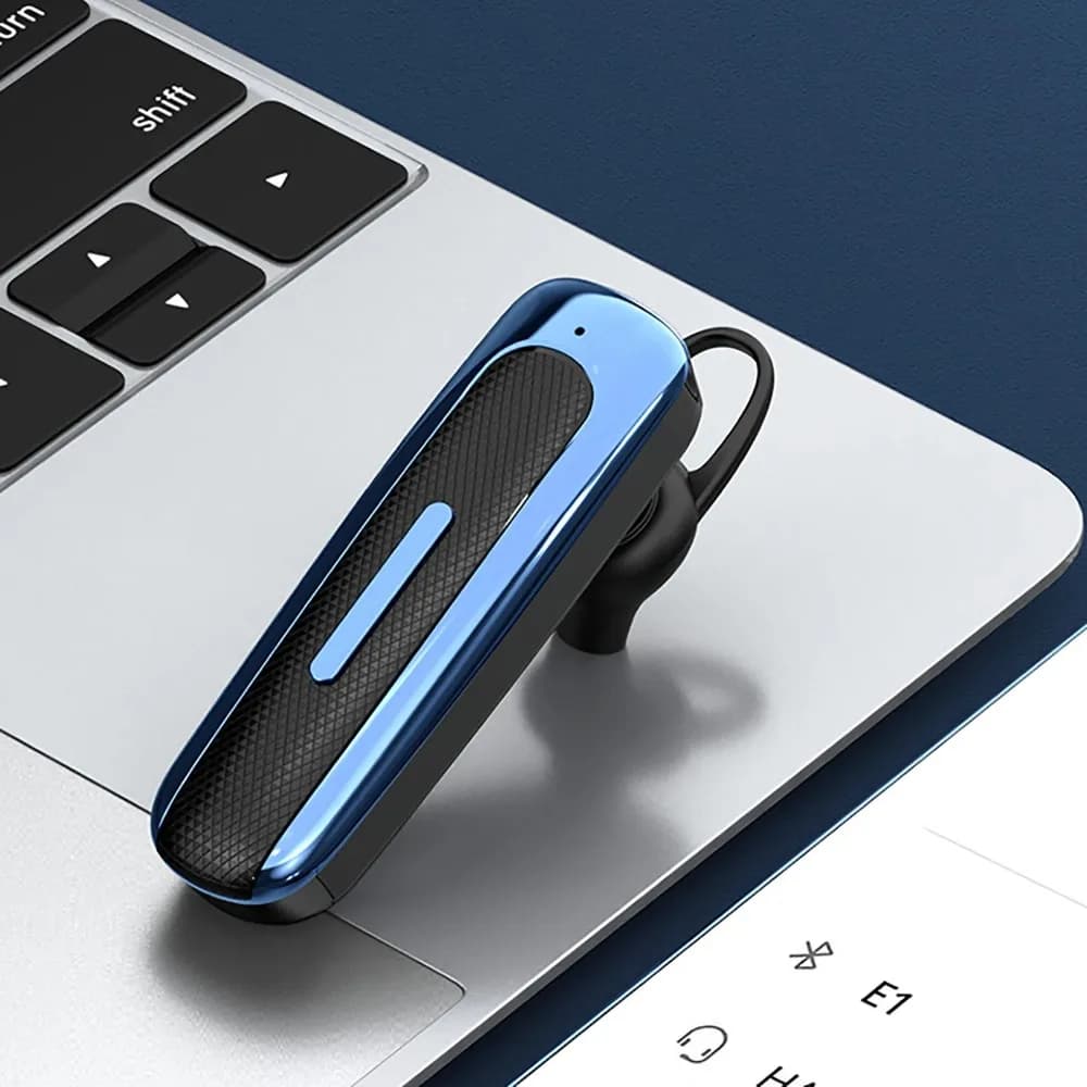 Auricolare Bluetooth E1 Wireless con Gancio per Orecchio, Cuffie In-Ear per Business, Lunga Autonomia, Auricolare Bluetooth Singolo E1