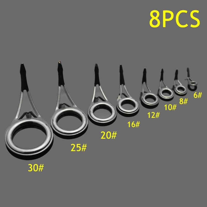 8 pieces guide for ceramic fishing rod strong tip repair set line DIY rings high carbon steel frame EDF