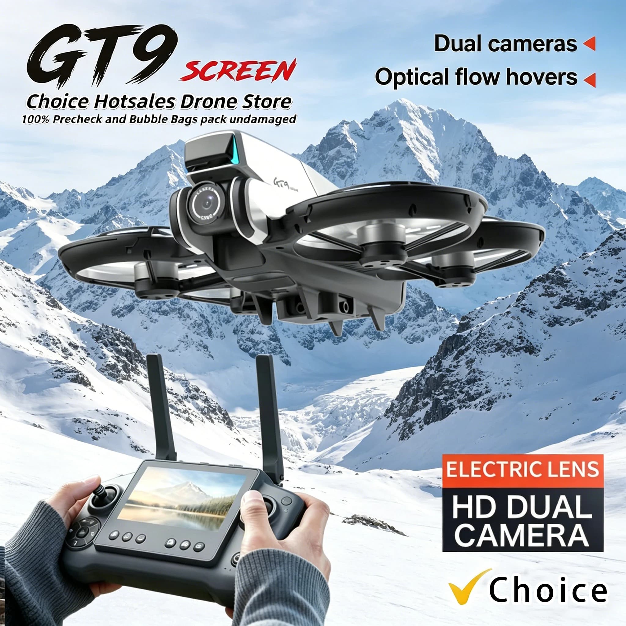 2026 New Drone 4.3 Screen 2.4G 6CH Brushless 1503 4000KV 143g No Registration EIS Anti-Shake Optical Flow WiFi RC Quadcopter Toy