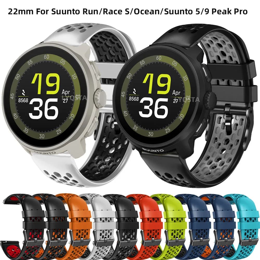 22mm Silicone Strap for Suunto Run/RACE S /Ocean /Vertical Suunto 5 9 PEAK Pro Sports Bracelet Replace Accessories Belt