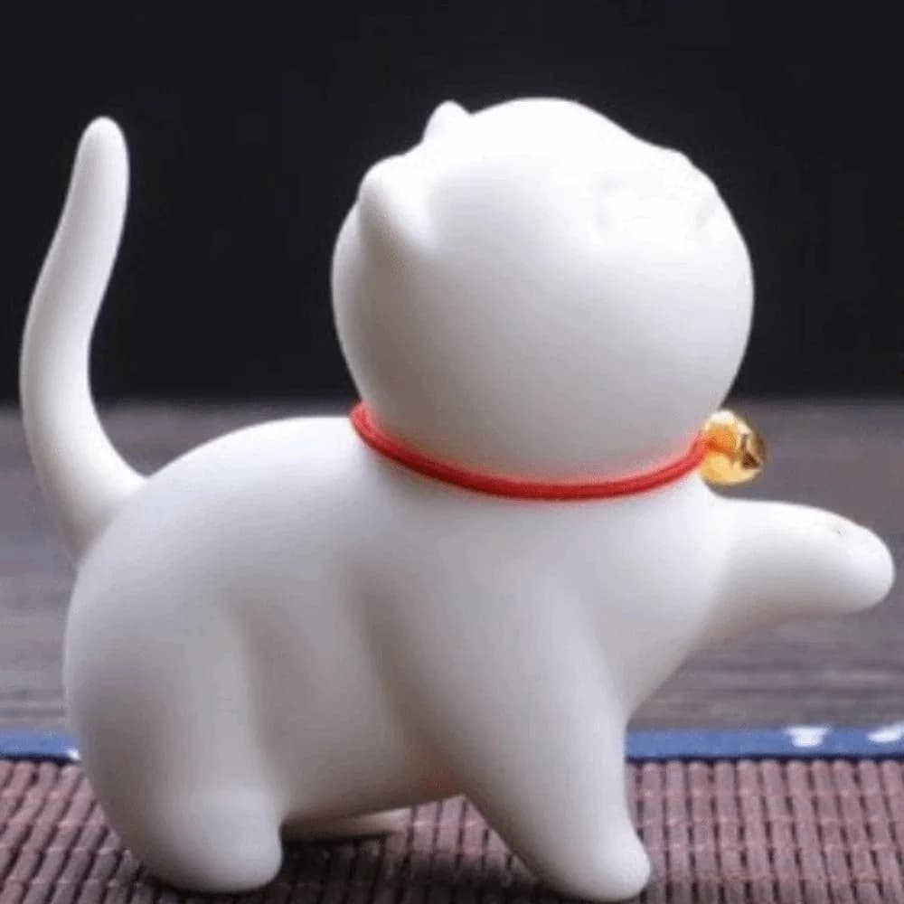 Ceramic Cat Incense Burner Holder Cute Handmade Craft Incense Stick Holder Animal Shaped Decorative Desktop Ornament Office Gift